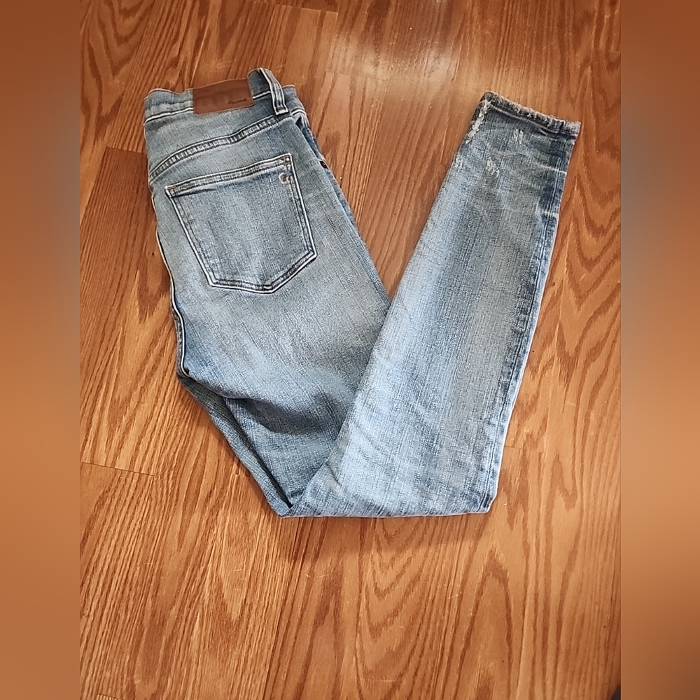 Madewell 9in High Rise‎ Skinny Distressed Blue Women's Jeans